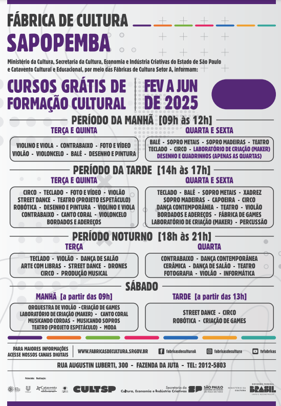 Cursos - 1º Semestre de 2025: Sapopemba