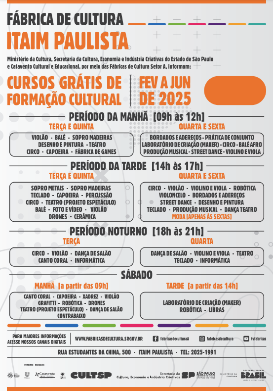 Cursos - 1º Semestre de 2025: Itaim Paulista