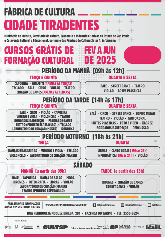 Cursos - 1º Semestre de 2025: Cidade Tiradentes