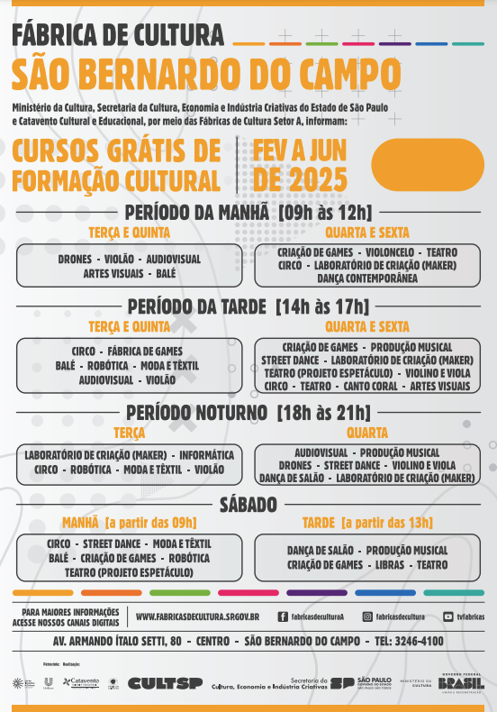 Cursos - 1º Semestre de 2025: São Bernardo do Campo