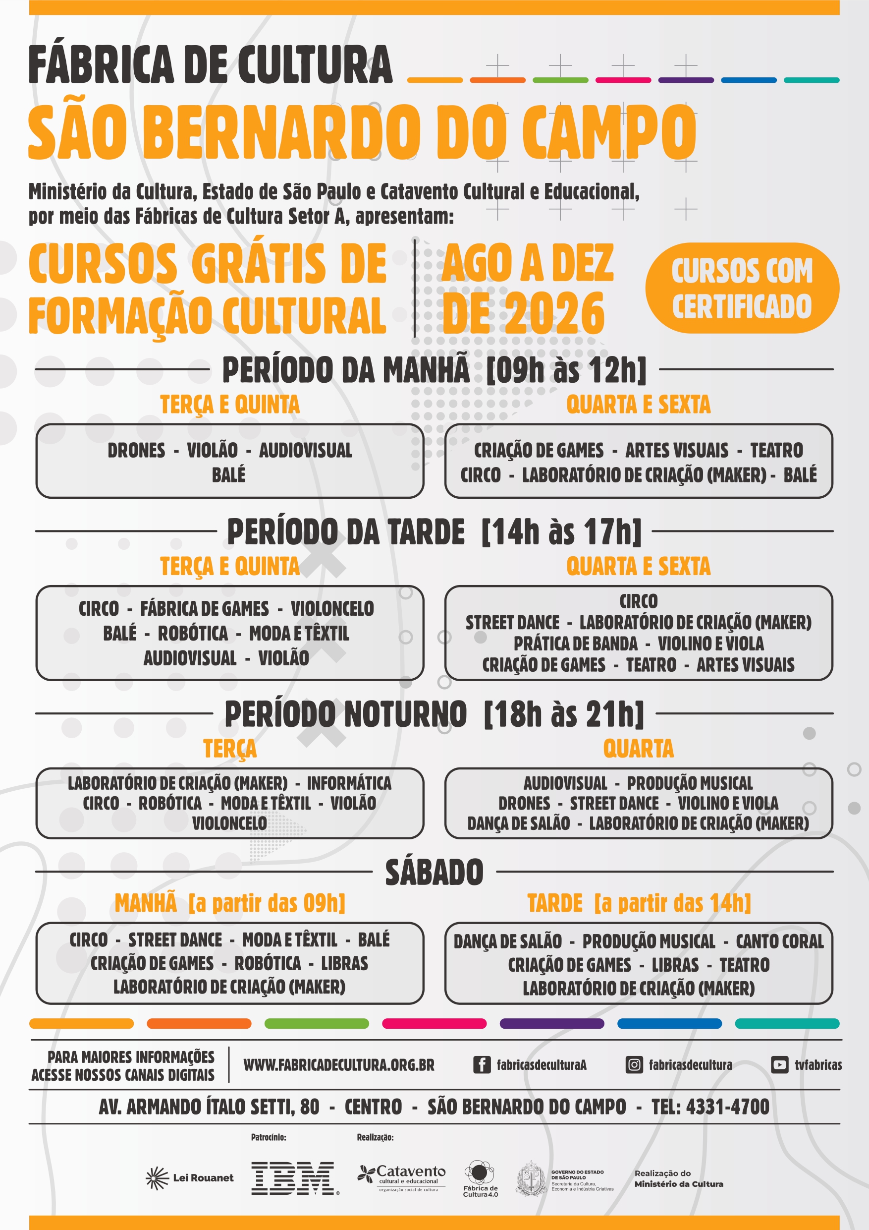 grade de cursos