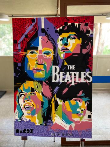 foto de um quadro pintado "the beatles"