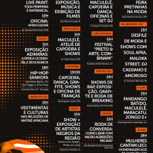 Imagem de divulgação do evento "Consciência Negra nas Fábricas", que acontecerá no dia 23 de novembro, sábado, com entrada gratuita em várias unidades das Fábricas de Cultura de São Paulo, trazendo atividades como exposições, oficinas, shows, rodas de conversa, apresentações de capoeira e maculelê, e homenagens a artistas negros.